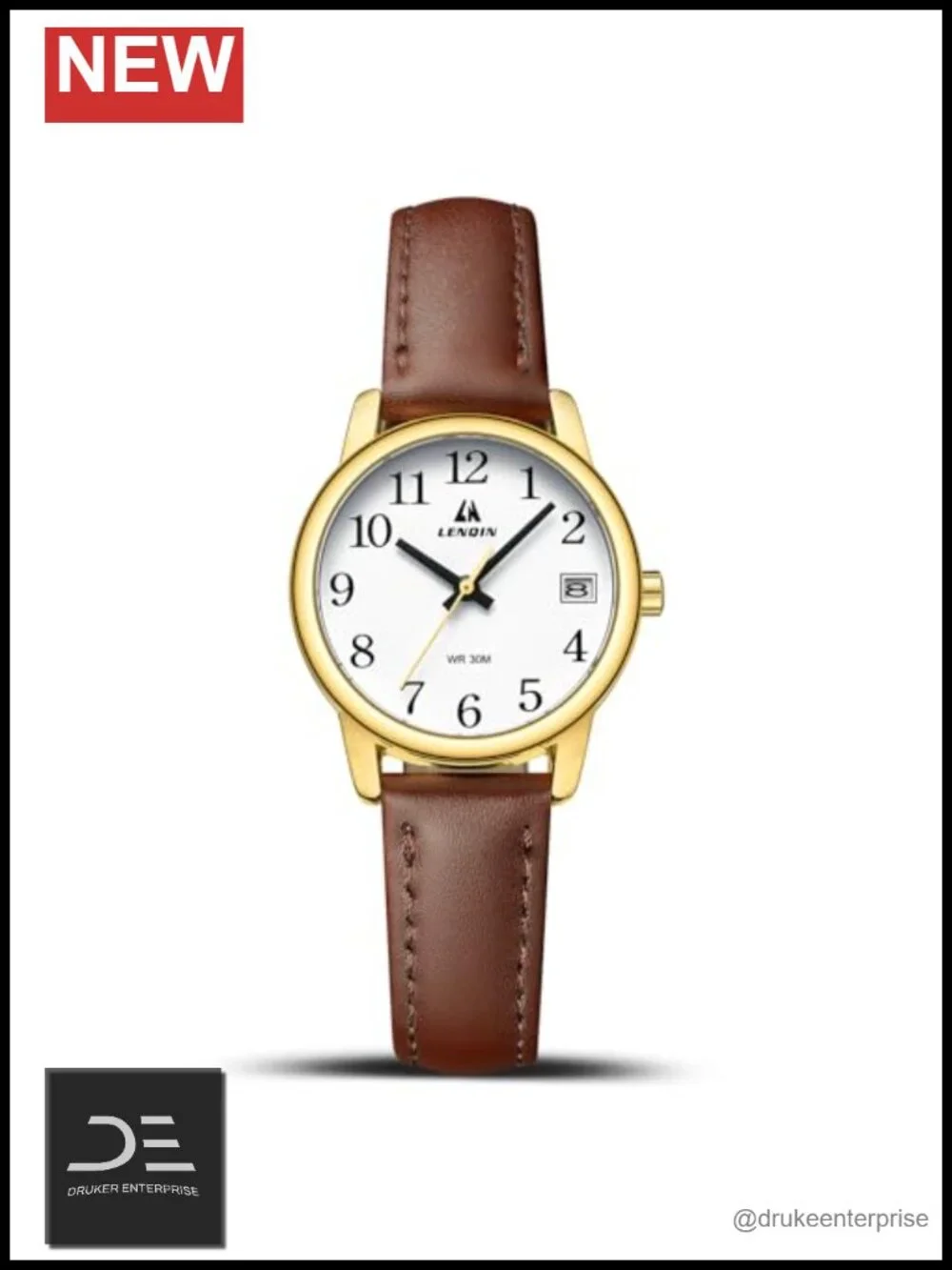 Women's Analog Quartz Wrist Watch with Leather Band, 30mm Case, 3ATM Water